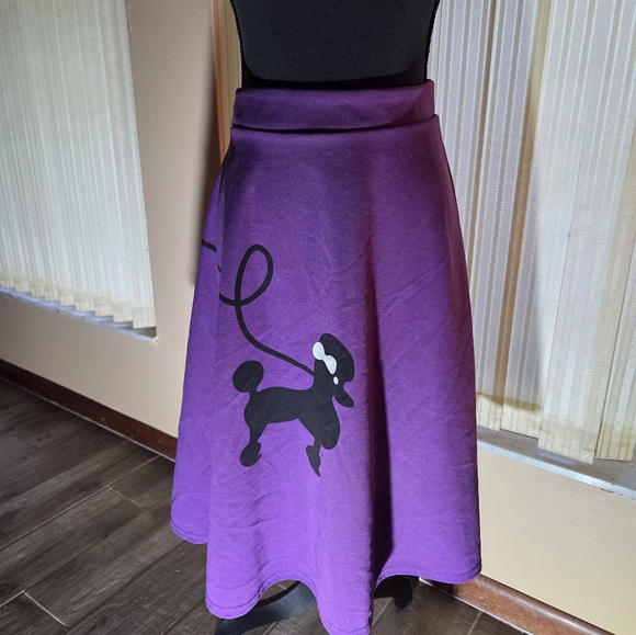 Purple A-Line Skirt with Poodle Design - Picture 2 of 6
